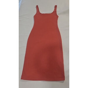 Zara Bodycon Sleeveless Coral Back Slit Midi Dress Size Small